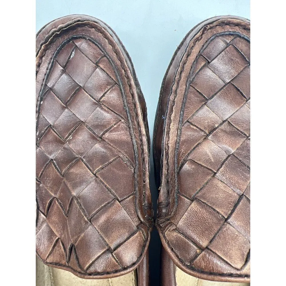 Dockers Brown Men’s Woven Leather Padded Loafers Size 10